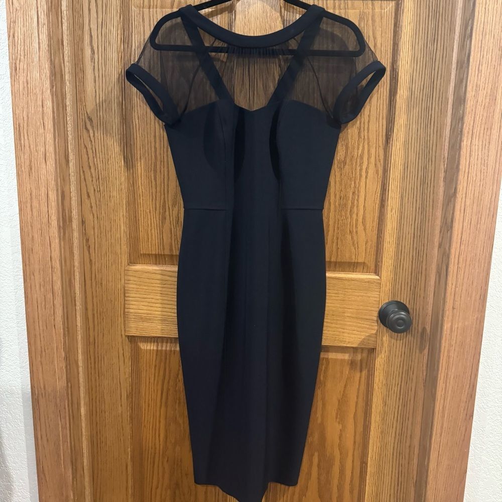 Maggy London Navy Blue Illusion Mesh Sheath Dress – Size 6